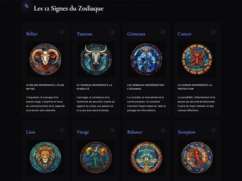 Plateforme de cours d'astrologie avec thèmes natals et modules progressifs