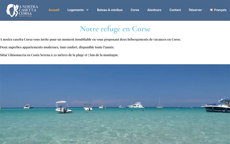 Aperçu site de location saisonnière avec calendrier