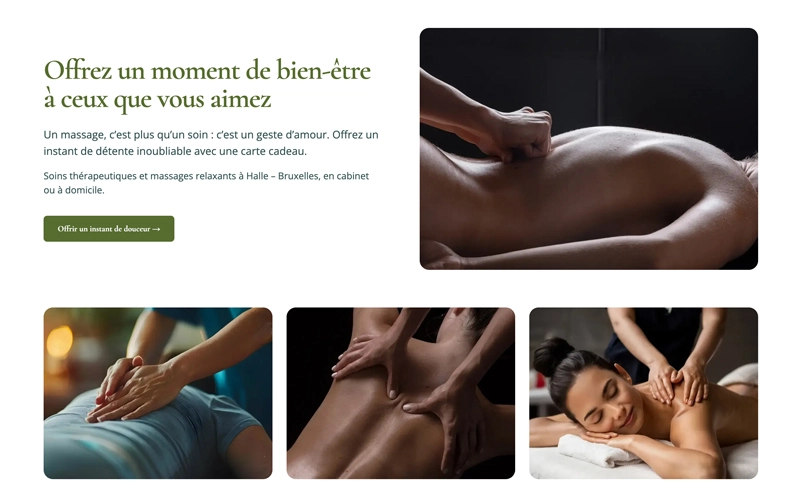 Site de massage avec calendrier de réservation en ligne